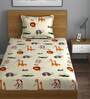 Beige Abstract 280 TC Microfibre Fitted Single Bedsheet 1 Pillow Cover