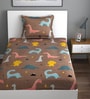 Brown Abstract 280 TC Microfibre Fitted Single Bedsheet 1 Pillow Cover