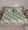 Green Abstract 300 TC 100% Cotton Double Bedsheet With 2 Pillow Covers Amorous Collection