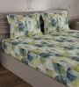 Green Abstract 300 TC 100% Cotton King Sized Bedsheet With 2 Pillow Covers Amorous Collection