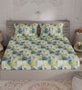 Green Abstract 300 TC 100% Cotton King Sized Bedsheet With 2 Pillow Covers Amorous Collection