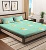 Green Wildlife 300 TC Cotton Blend Double Queen Size Bedsheet With 2 Pillow Covers