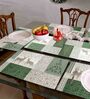 Green Abstract Cotton Blend 7 Pcs Christmas Table Linen Set