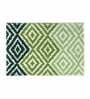 Green Geometric Polyester AntiSkid Bathmat