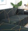 Green Geometric Viscose and Polyester (3 + Lounge) L-Shaped Stretchable Chaise Sofa Covers