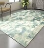 Green Abstract Wood & Silk 5 ft x 7 ft Hand Knotted Carpet