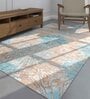 Green Abstract Wood and Bamboo 5 ft x 7 ft Hand Knotted Carpet