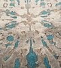 Green Abstract Wood and Bamboo 5 ft x 7 ft Hand Knotted Carpet