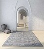 Grey Persian Wool & Viscose 6 ft x 9 ft Hand Knotted Carpet