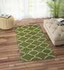 Green Abstract Wool 3ft x 6ft Hand Tufted Carpet