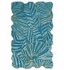 Blue Abstract Wool and Cotton 5 ft x 8 ft Hand tufted Carpet