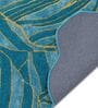 Blue Abstract Wool and Cotton 5 ft x 8 ft Hand tufted Carpet