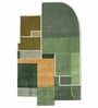 Green Abstract Wool and Cotton 5 ft x 8 ft Hand tufted Carpet