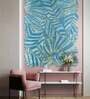 Blue Abstract Wool and Cotton 5 ft x 8 ft Hand tufted Carpet