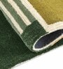 Green Abstract Wool and Cotton 5 ft x 8 ft Hand tufted Carpet