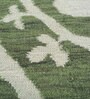 Green Abstract Wool and Viscose 5 ft X 8 ft Flat Weaves