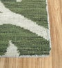 Green Abstract Wool and Viscose 5 ft X 8 ft Flat Weaves