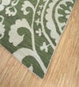 Green Abstract Wool and Viscose 5 ft X 8 ft Flat Weaves