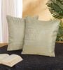 Green and Gold Polyester Jacquard 16x16 inches Cushion Cover Set of 2