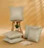Green and Gold Polyester Jacquard 16x16 inches Cushion Cover Set of 5