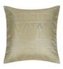 Green and Gold Polyester Jacquard 16x16 inches Cushion Cover Set of 5