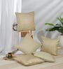 Green and Gold Polyester Jacquard 16x16 inches Cushion Cover Set of 5