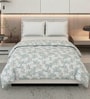 Green and White 100% COTTON Solid 150 GSM King Bed Comforter