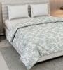 Green and White 100% COTTON Solid 150 GSM King Bed Comforter
