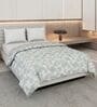 Green and White 100% COTTON Solid 150 GSM King Bed Comforter