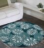 Green and White Engels Abstract Wool 3ft x 3ft Hand Tufted Carpet