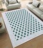 Green and White Siberia Geometric Cotton 4ft x 6ft Hand Woven Carpet