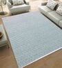 Blue and White Sochi Geometric Cotton 4ft x 6ft Hand Woven Carpet