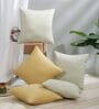 Green and Yellow Polyester Jacquard 16x16 inches Cushion Cover Set of 5