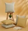 Green and Yellow Polyester Jacquard 16x16 inches Cushion Cover Set of 5
