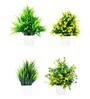Fabric & Plastic With Pot Set Of 4 Artificial Plants