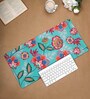 Green Background & Floral Printed Laptop & Keyboard Mat