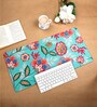 Green Background & Floral Printed Laptop & Keyboard Mat