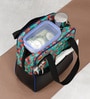 Green Background & Floral Printed Long Insulated Lunch Bag