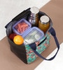 Green Background & Floral Printed Rectangle Insulated Lunch Bag