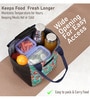 Green Background & Floral Printed Rectangle Insulated Lunch Bag