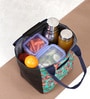 Green Background & Floral Printed Rectangle Insulated Lunch Bag
