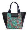 Green Background & Floral Printed Rectangle Insulated Lunch Bag