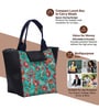 Green Background & Floral Printed Rectangle Insulated Lunch Bag