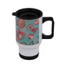 Green Background & Floral Printed Steel Tumbler