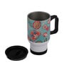 Green Background & Floral Printed Steel Tumbler