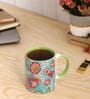 Green Background & Floral with Inside Colour Green Printed Coffee Mug 320ml