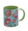 Green Background & Floral with Inside Colour Green Printed Coffee Mug 320ml
