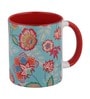 Green Background & Floral with Inside Colour Red Printed Coffee Mug 320ml