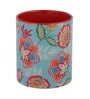 Green Background & Floral with Inside Colour Red Printed Coffee Mug 320ml
