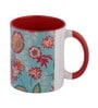 Green Background & Floral with Inside Colour Red Printed Coffee Mug 320ml